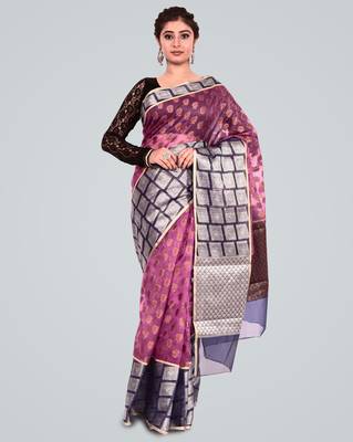 Organza Silk Banarasi Zari Woven Saree 1