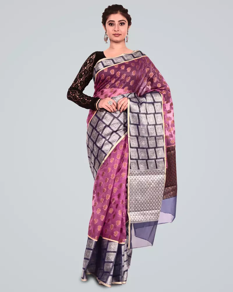 Organza Silk Banarasi Zari Woven Saree