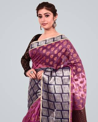 Organza Silk Banarasi Zari Woven Saree 3