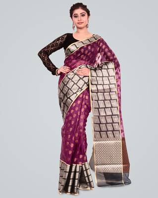 Organza Silk Banarasi Zari Woven Saree 1