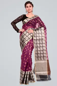 Organza Silk Banarasi Zari Woven Saree