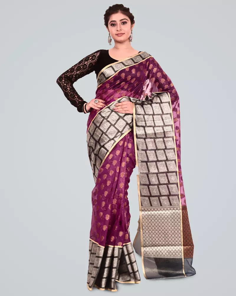 Organza Silk Banarasi Zari Woven Saree