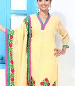 Mango yellow and Croatia lace embroidery suit