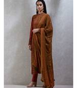 Band Collar Full Sleeves Printed Kurta With Pant and Dupatta