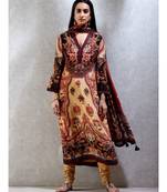 Band Collar Full Sleeves Kurta with Churidar and Dupatta