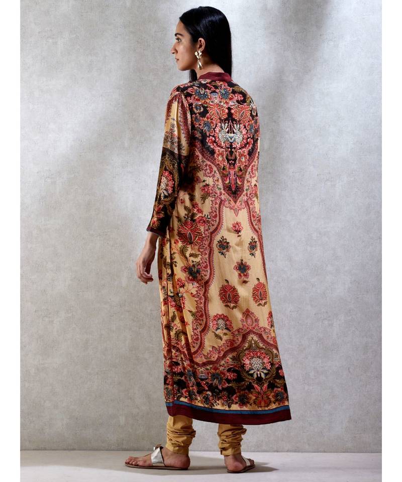 Band Collar Full Sleeves Kurta with Churidar and Dupatta