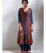 Round Neck 3/4 Sleeves  Kurta With Jacket & Trousers