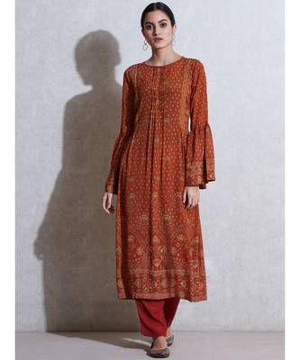 Boat Neck Flared Sleeves Kurta With Pant 1
