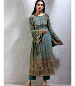 Boat Neck Flared Sleeves Kurta With Pant