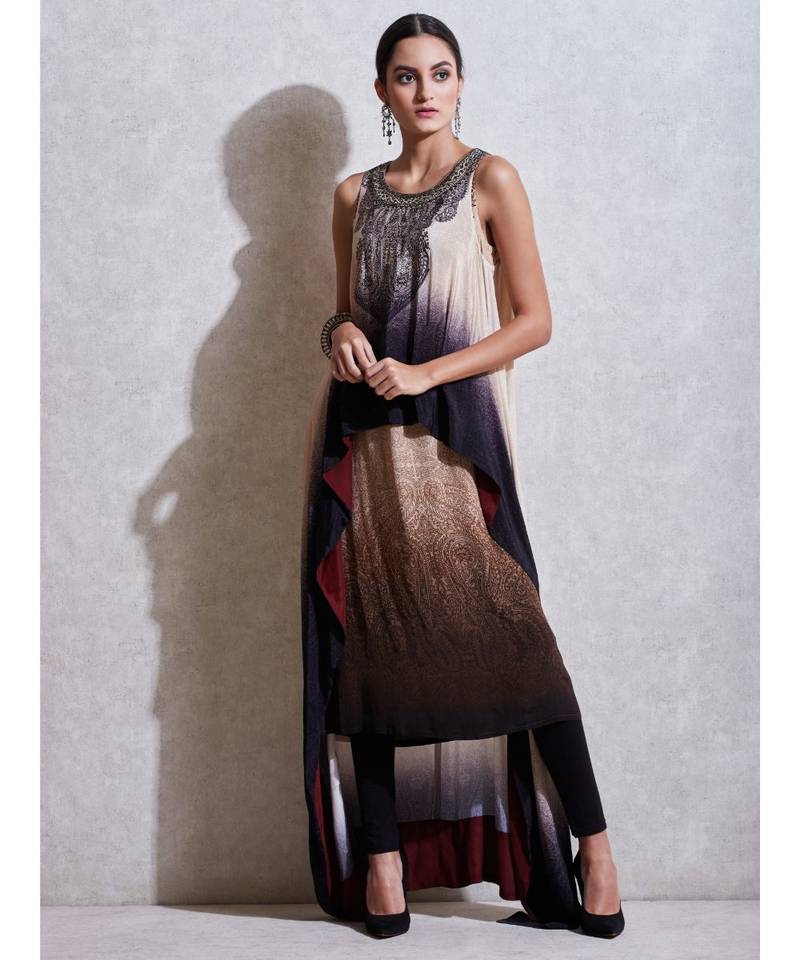 Round Neck Cape With Inner And Churidar