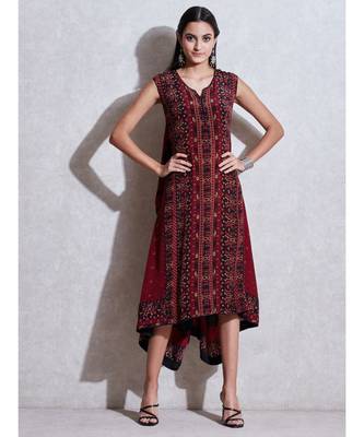 V Neck Sleeveless Printed Kurti 1