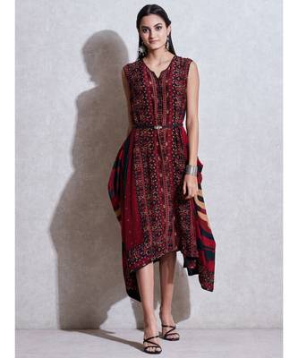 V Neck Sleeveless Printed Kurti 2