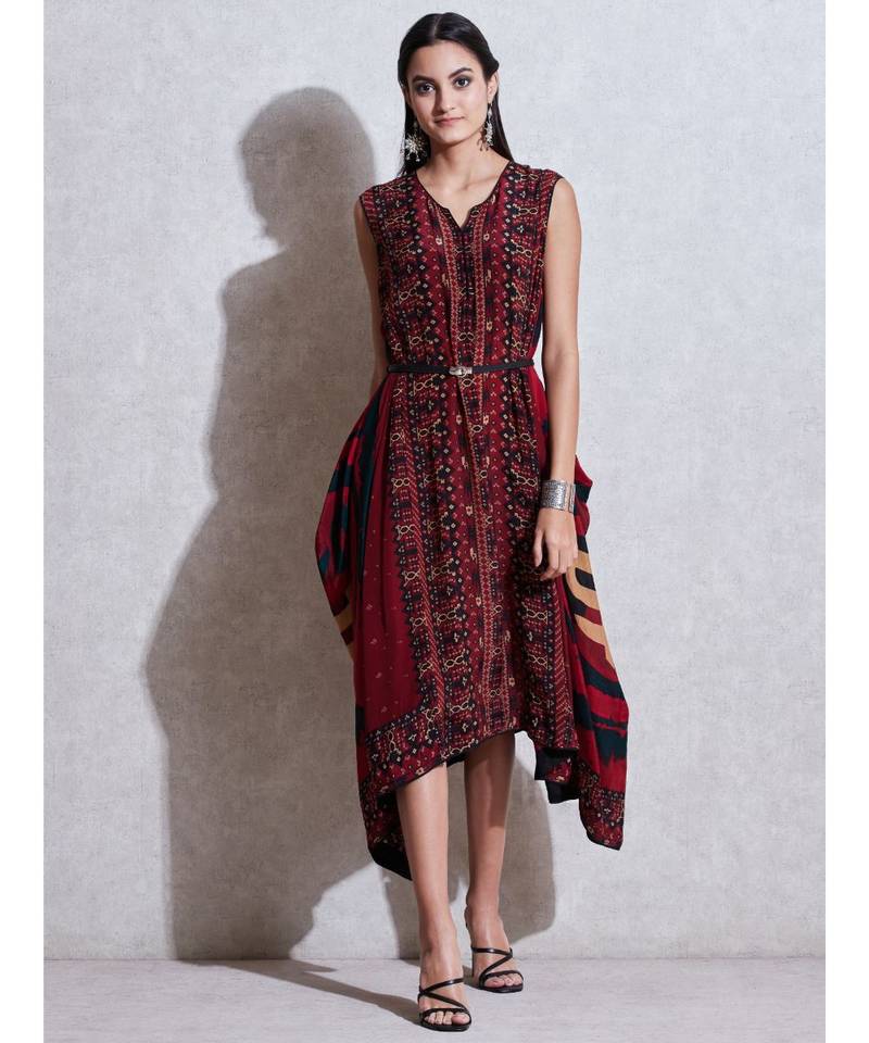 V Neck Sleeveless Printed Kurti