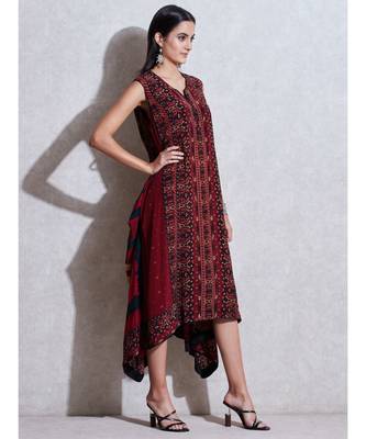 V Neck Sleeveless Printed Kurti 4