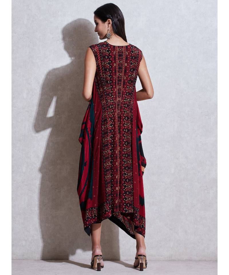 V Neck Sleeveless Printed Kurti