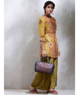 Full Sleeve Band Collar Printed Kurta 1