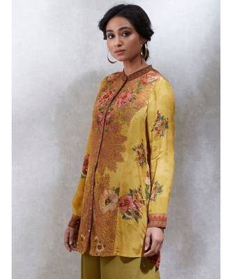 Full Sleeve Band Collar Printed Kurta 3
