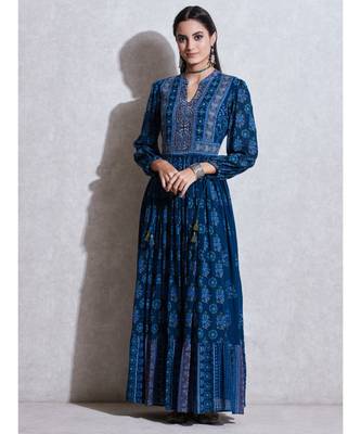 Navy Blue Printed Kurta Dress 1