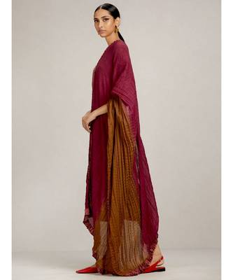 Magenta Embroidered Kurta with Churidar and Dupatta 5