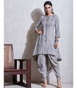 Grey Asymmetrical Cotton Kurta With Dhoti Salwar
