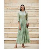 Pista Green Tiered Chanderi Kurta