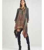 Twisted Neck 3/4 Sleeve Printed Asymmetrical Kurti