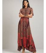 Round Neck Half Sleeve Printed Kaftan Style Dress