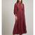 Round Neck Full Sleeve Long Solid Dress With Self Tie