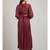 Round Neck Full Sleeve Long Solid Dress With Self Tie