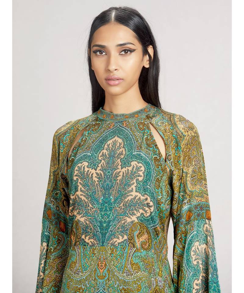 Round Neck Full Sleeve Long Printed Kurta Dress