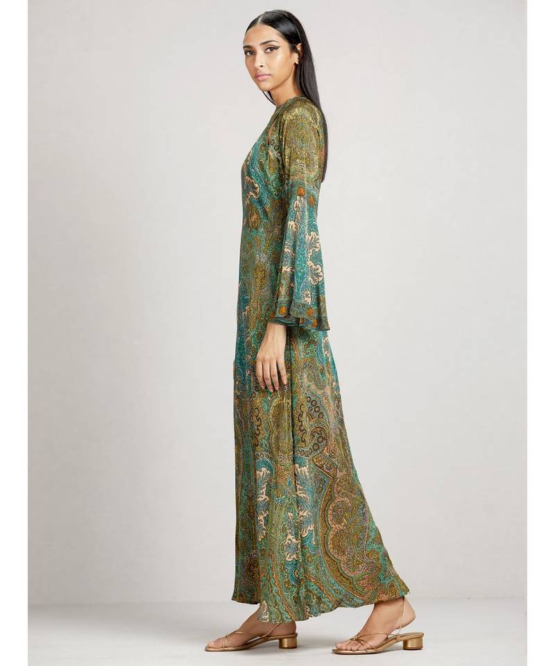 Round Neck Full Sleeve Long Printed Kurta Dress