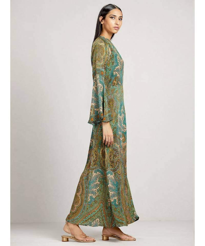 Round Neck Full Sleeve Long Printed Kurta Dress