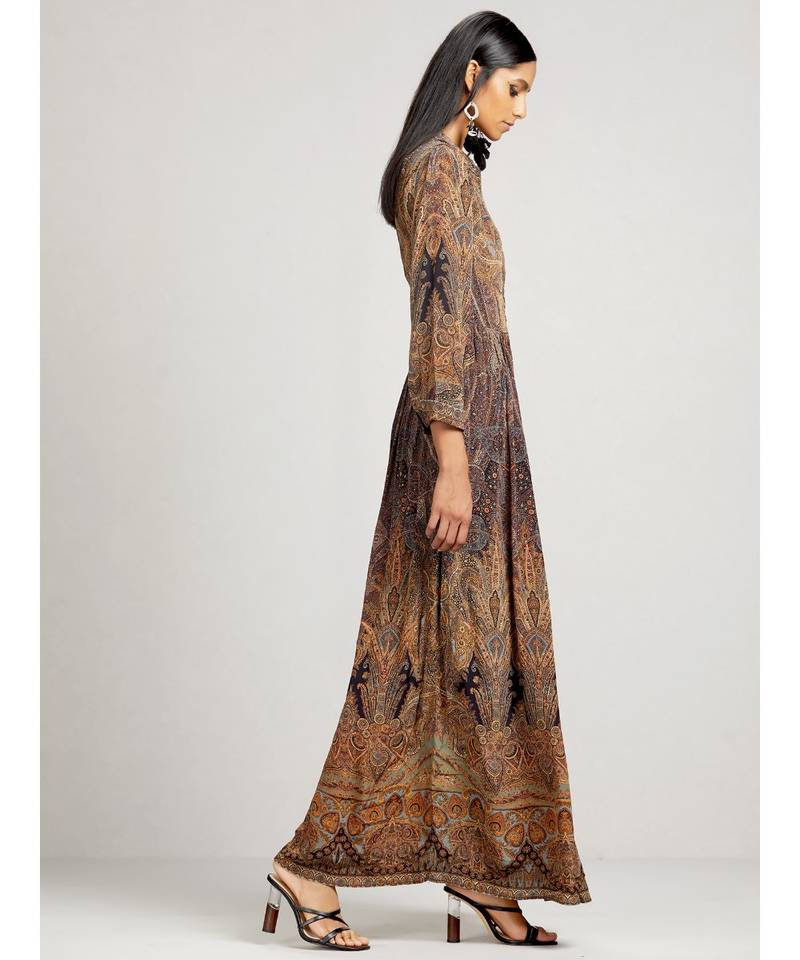 Shirt Collar 3/4 Sleeve Long Printed Kurta