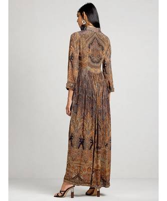 Shirt Collar 3/4 Sleeve Long Printed Kurta 4