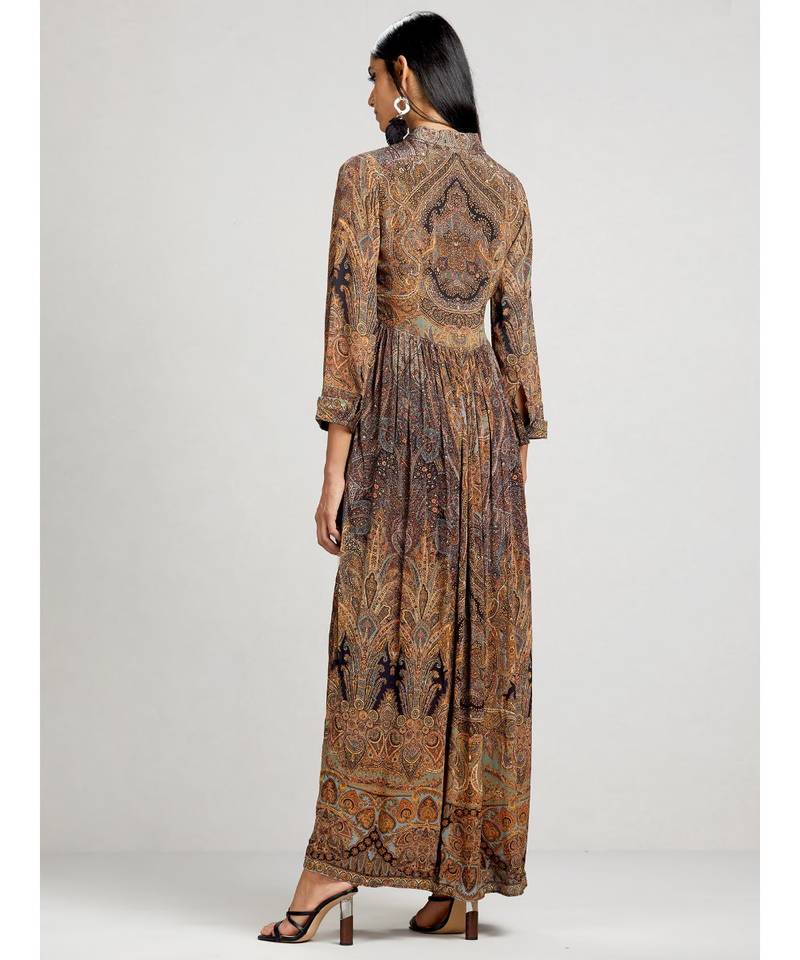 Shirt Collar 3/4 Sleeve Long Printed Kurta