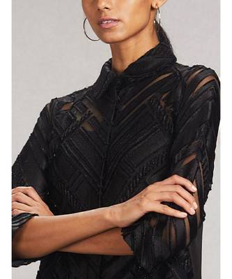 Shirt Collar 3/4 Sleeve Solid Velvet Kurti With Camisole 2