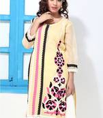Lace work and embroidery Maize Yellow Organza suit