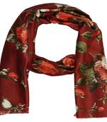 Stole for Women - Cotton Printed Women's Stole - Maroon