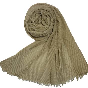 Stole for Women - Crinkled Cotton Mesh Sparkling Women's Stole - Brown 1