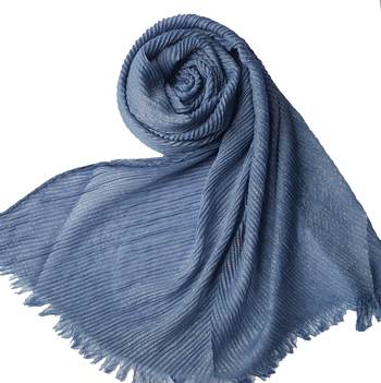 Stole for Women - Crinkled Cotton Mesh Sparkling Women's Stole - Blue 1