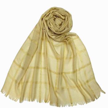 Stole for Women - Designer Cotton Golden Striped Stole -Brown 2