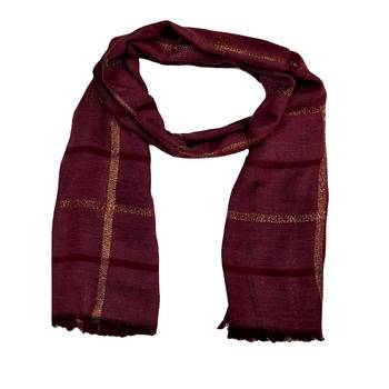 Stole for Women - Designer Cotton Golden Striped Stole -Purple 1