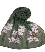 Most Sold - Premium Designer Flower Ari Diamond Cotton Stole -Green