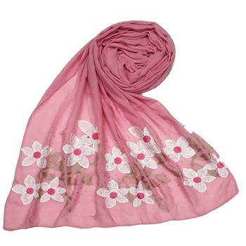Most Sold - Premium Designer Flower Ari Diamond Cotton Stole -Pink 1