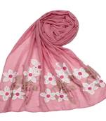 Most Sold - Premium Designer Flower Ari Diamond Cotton Stole -Pink