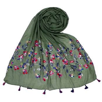 Stole for Women Choice - Premium Diamond Ari 100 % Cotton Women's Stole - Green 1
