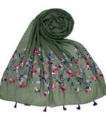 Stole for Women Choice - Premium Diamond Ari 100 % Cotton Women's Stole - Green