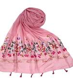 Stole for Women Choice - Premium Diamond Ari 100 % Cotton Women's Stole - Pink