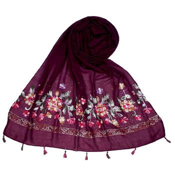 Stole for Women Choice - Premium Diamond Ari 100 % Cotton Women's Stole - Purple 1