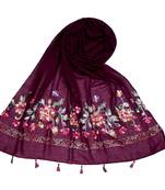 Stole for Women Choice - Premium Diamond Ari 100 % Cotton Women's Stole - Purple